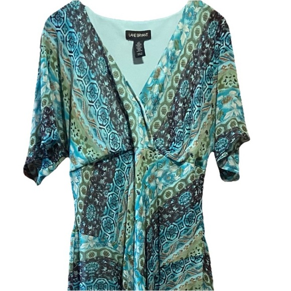 Lane Bryant Floral V-Neck Faux Wrap Midi Dress Blue 16 - Picture 2 of 11
